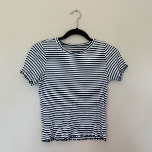 Striped Lettuce-Edge Tee